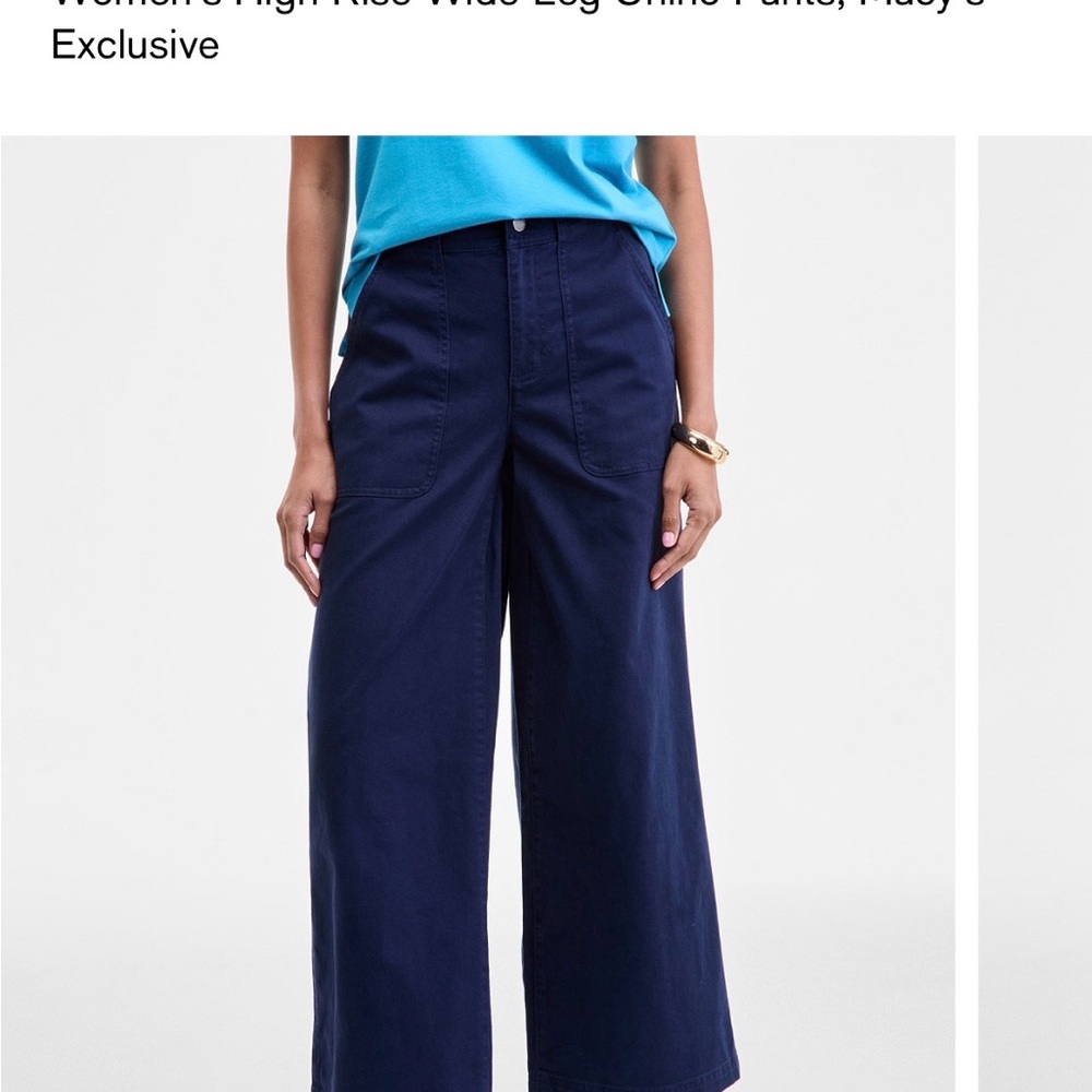 On 34th High-Rise Wide Leg Chino Pants in Navy  new with tags